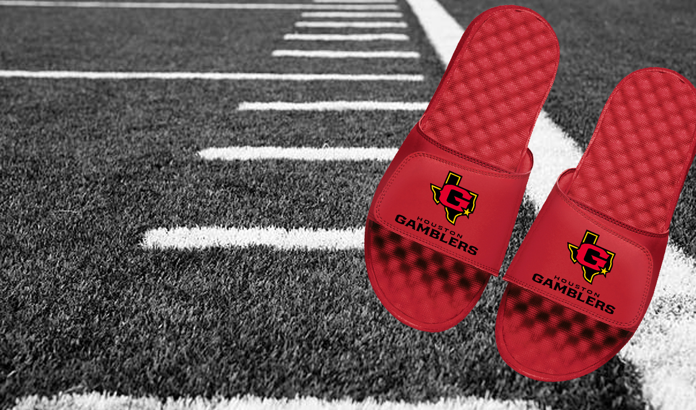 Man wearing Columbus Blue Jacket hat and t-shirt in arena